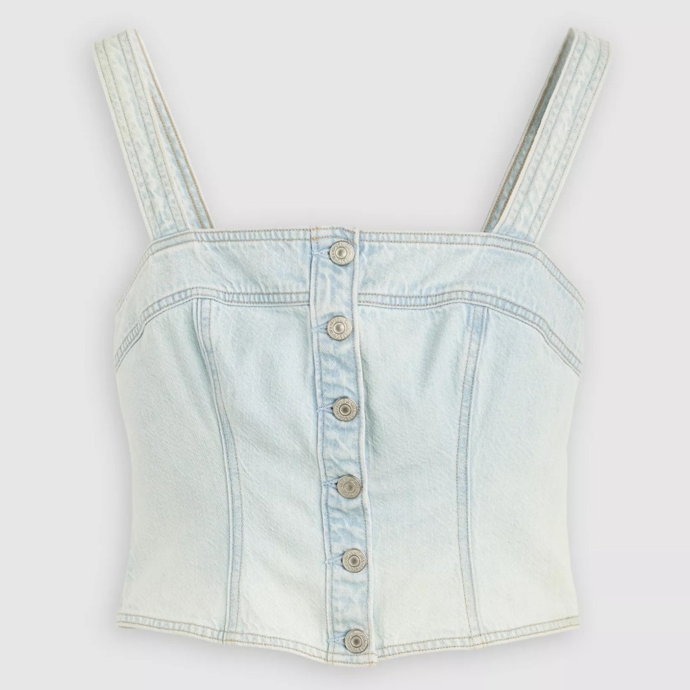 NEW NWT Levi's Drea Blue Denim corset style tank top Jean Small sleeveless $60
